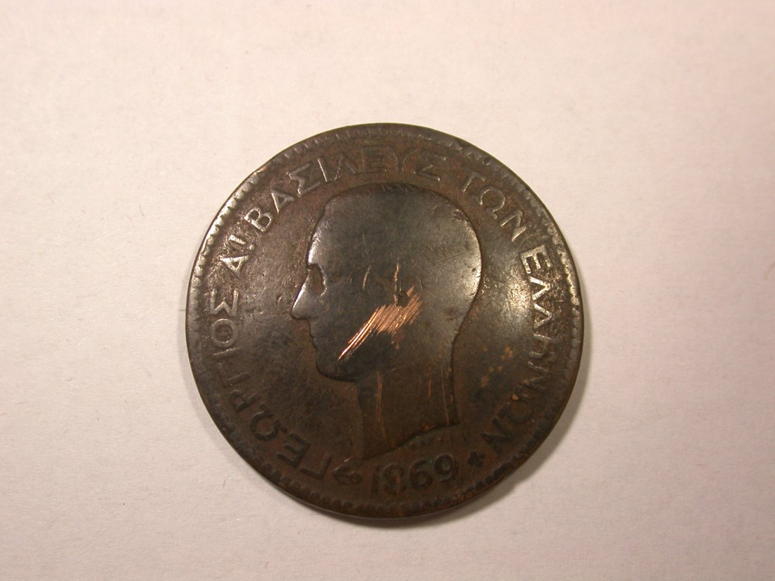  D02  Griechenland 10 Lepta 1869 in schön, gewellt  Orginalbilder   
