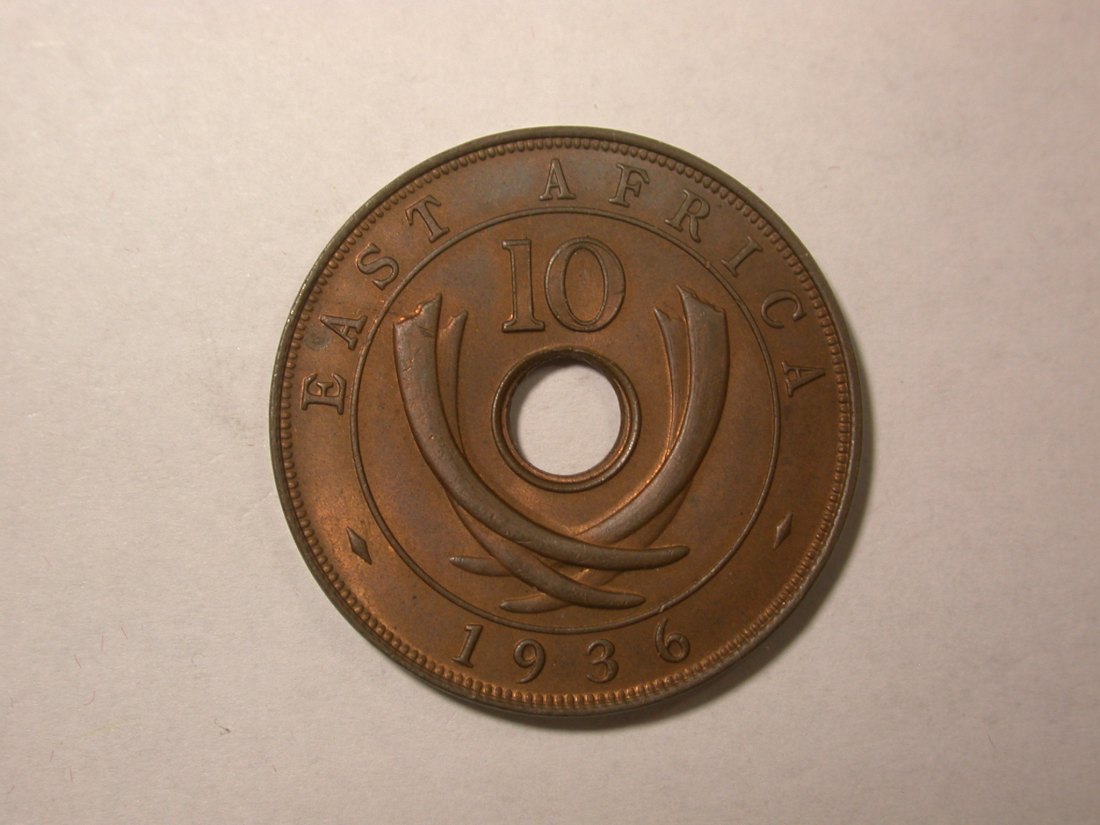  D02  Britisch Ostafrika 10 Cents 1936 in ST-fein look   Orginalbilder   