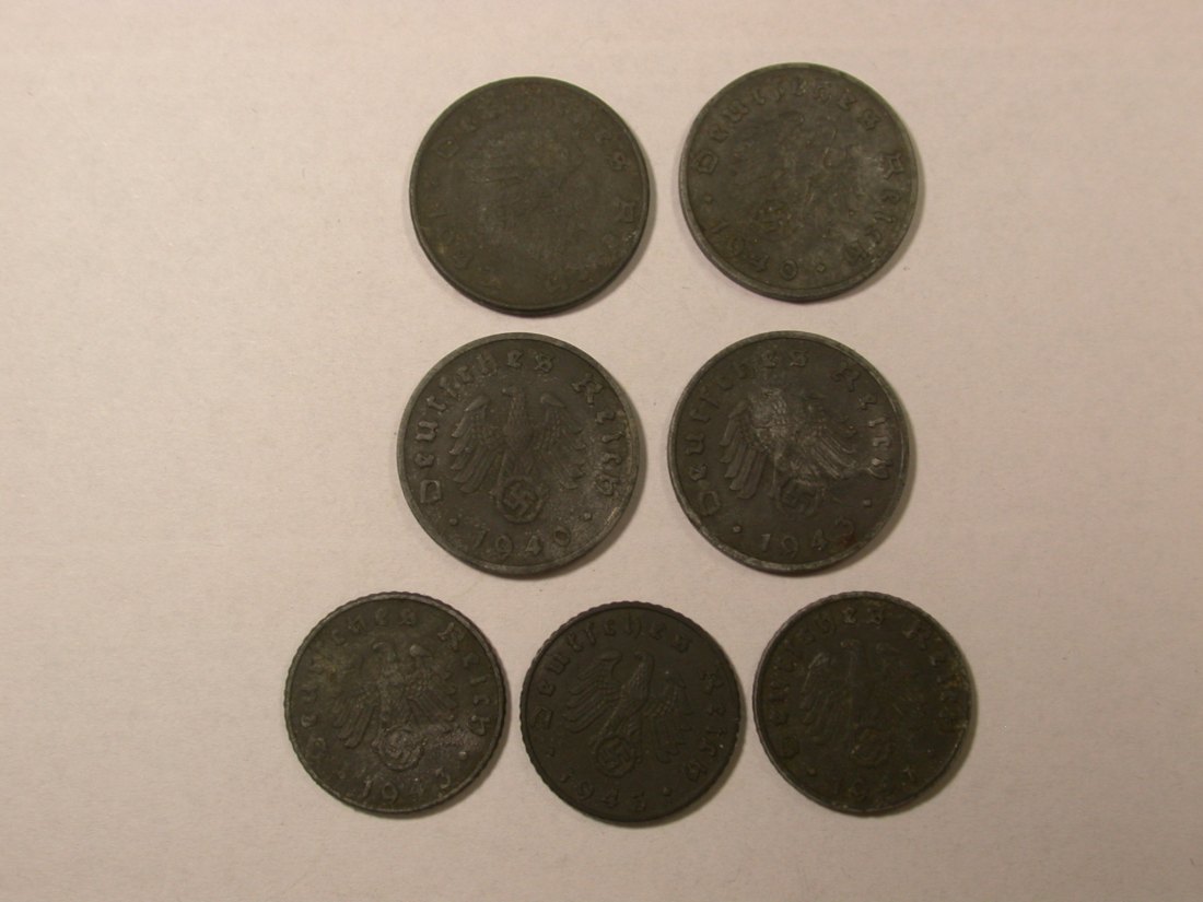  Lot 45 Dritte Reich 7 Münzen 5 und 10 Pfennig   anschauen Orginalbilder   