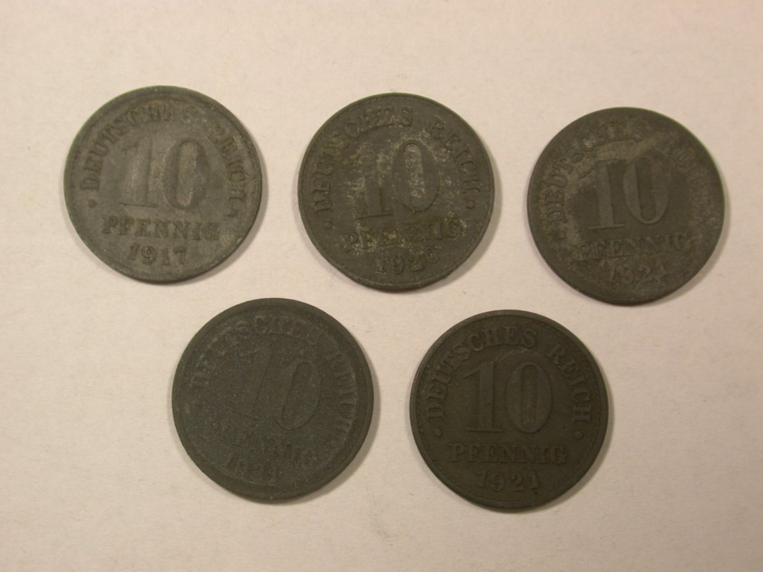 Lot 48 5 x 10 Pfennig Ersatzmünzen 1917-1921 anschauen Orginalbilder
