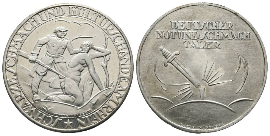  Deutschland - Medaillen DEUTSCHER NOT- UND SCHMACHTALER o.J.(1920); Bronze; 19,73 g; Ø 38 mm   