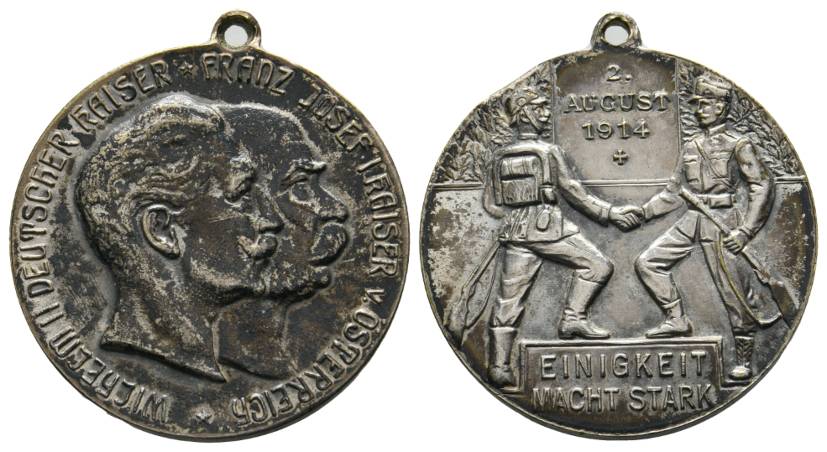  Deutschland/Österreich; Bronzemedaille 1914; tragbar; 11,35 g; Ø 30 mm   