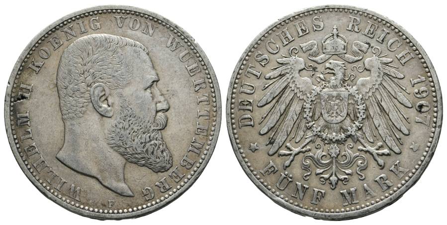  Württemberg, 5 Mark 1907   
