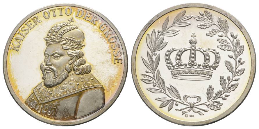  Kaiser Otto der Grosse; Silbermedaille o.J.; PP; 999 AG; 19,89 g, Ø 40 mm   