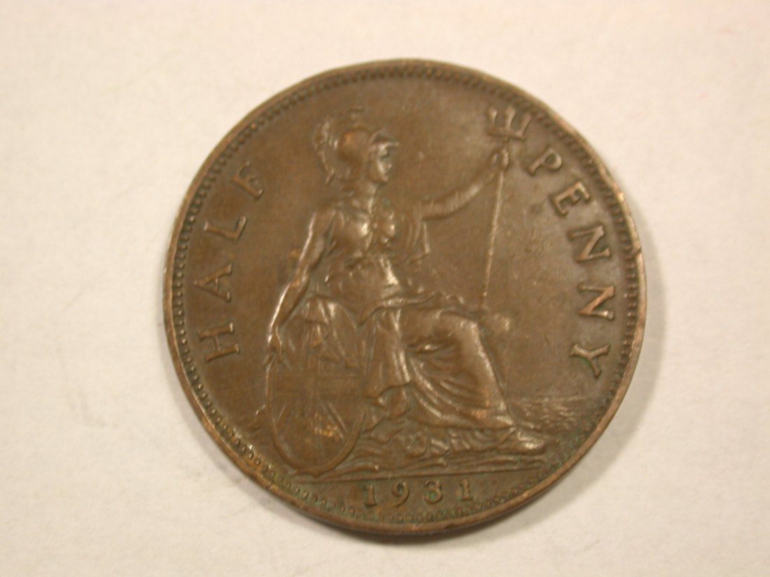  D03  Großbritannien Half Penny 1931 in f.ss   Orginalbilder   