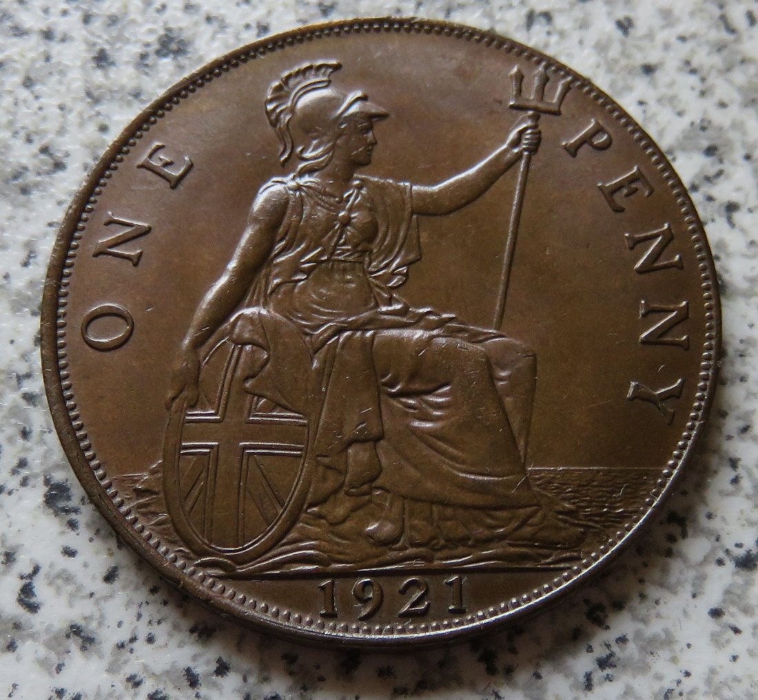  Großbritannien One Penny 1921, Erhaltung (2)   