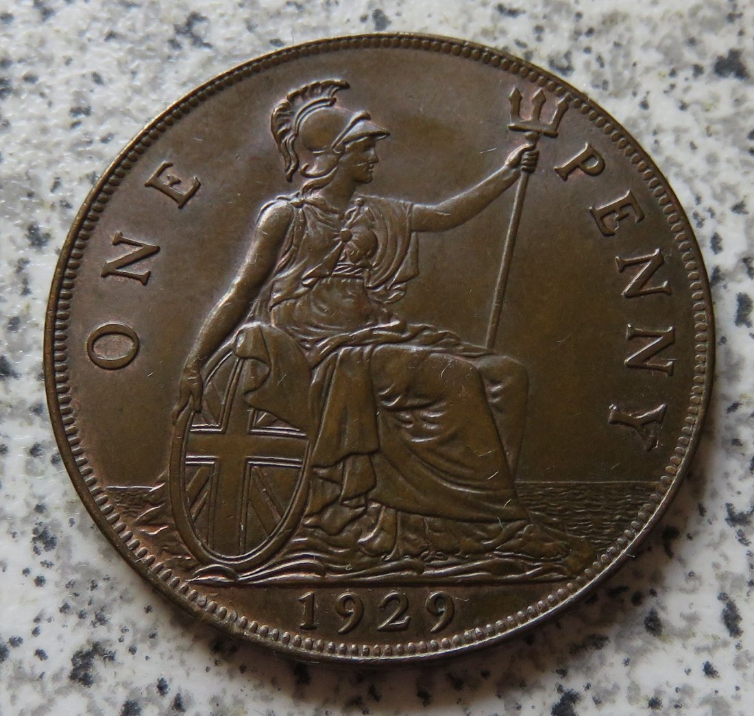  Großbritannien One Penny 1929, funz./unz.   