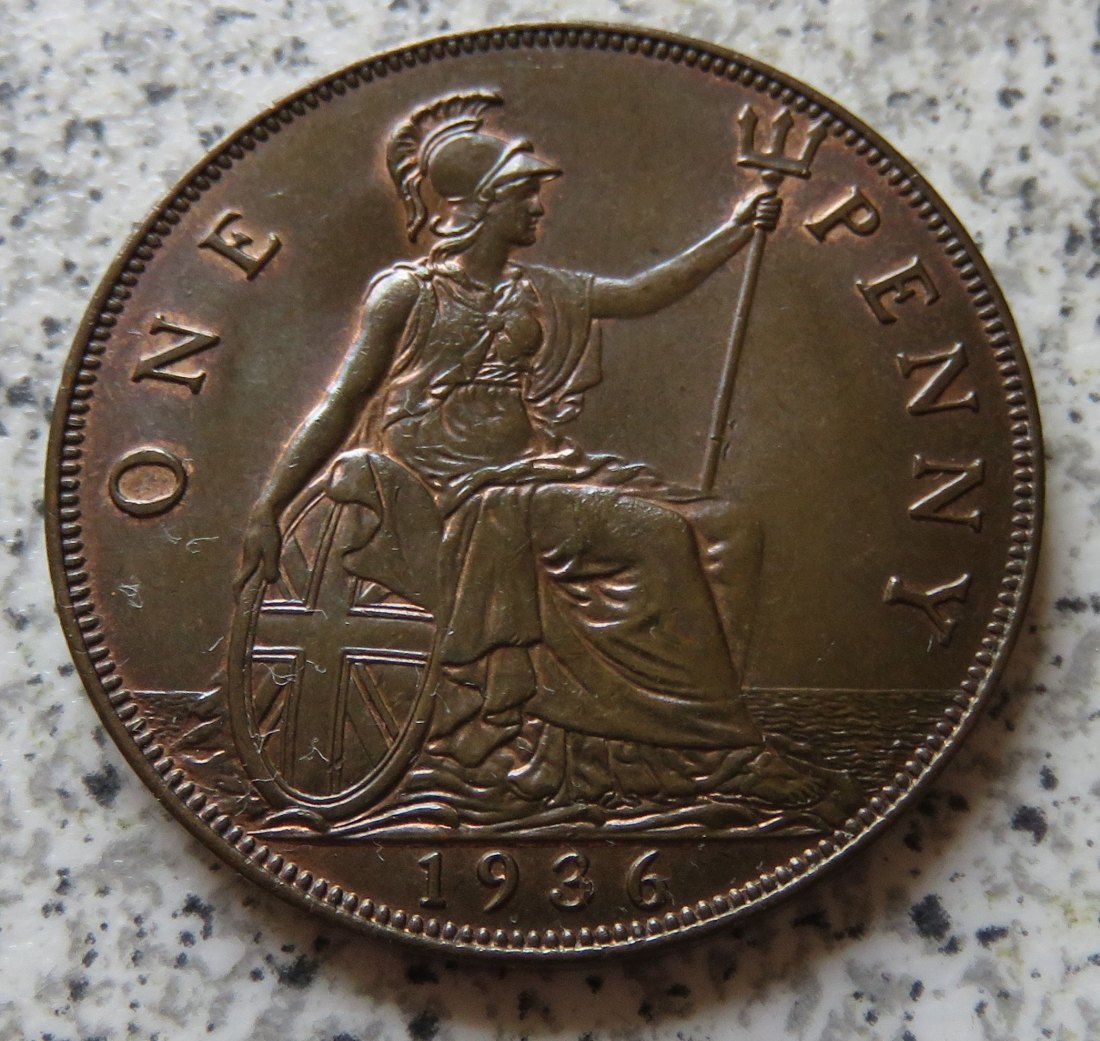  Großbritannien One Penny 1936, funz/unz   