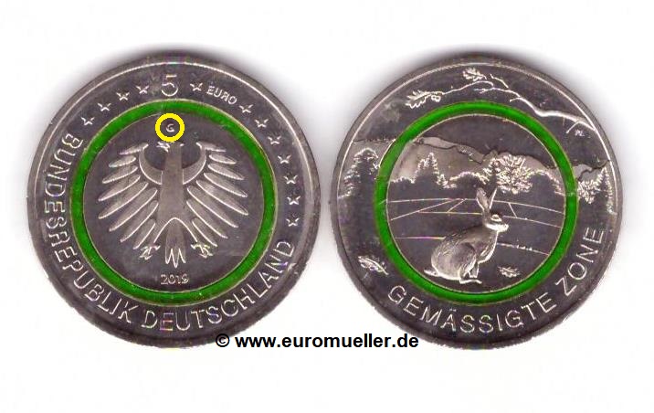 Deutschland 5 Euro Gedenkmünze 2019...-G-...Gemäßigte Zone...   