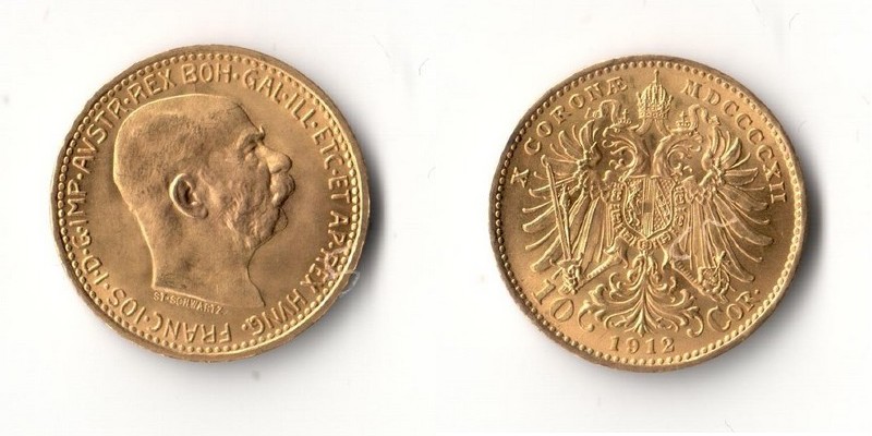 Österreich  10 Kronen  1912 MM-Frankfurt Feingold: 3,05g   