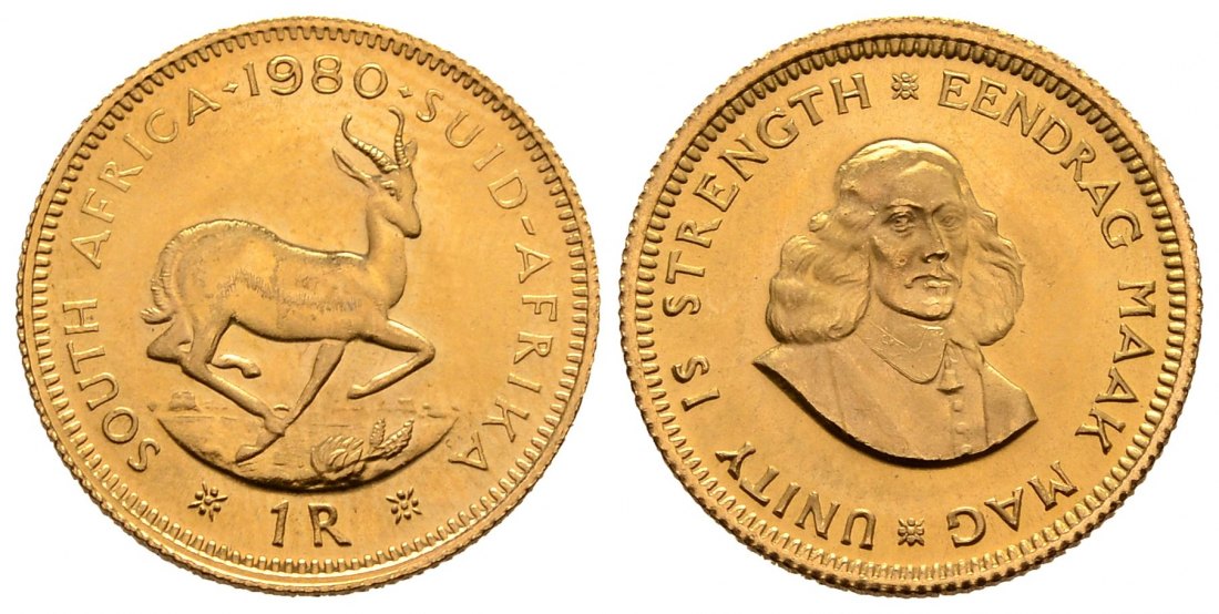 PEUS 2687 Südafrika 3,66 g Feingold 1 Rand GOLD 1980 Stempelglanz