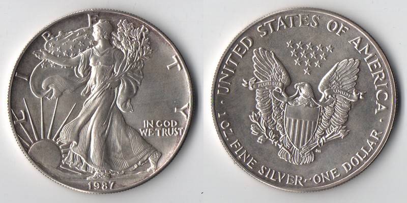  USA  1 Dollar  1987  American Eagle   FM-Frankfurt     Feinsilber: 31,1g   