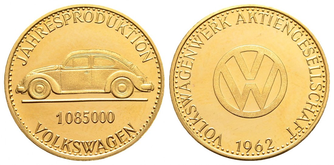 PEUS 2698 BRD 3,44 g. VW Käfer Dukat GOLD 1962 Polierte Platte