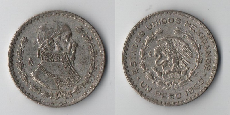  Mexiko  1 Peso  1960  FM-Frankfurt  Feingold: 16g   