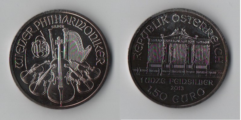  Österreich 1,5 Euro 2013  Wiener Philharmoniker  FM-Frankfurt Feinsilber: 31,1g   