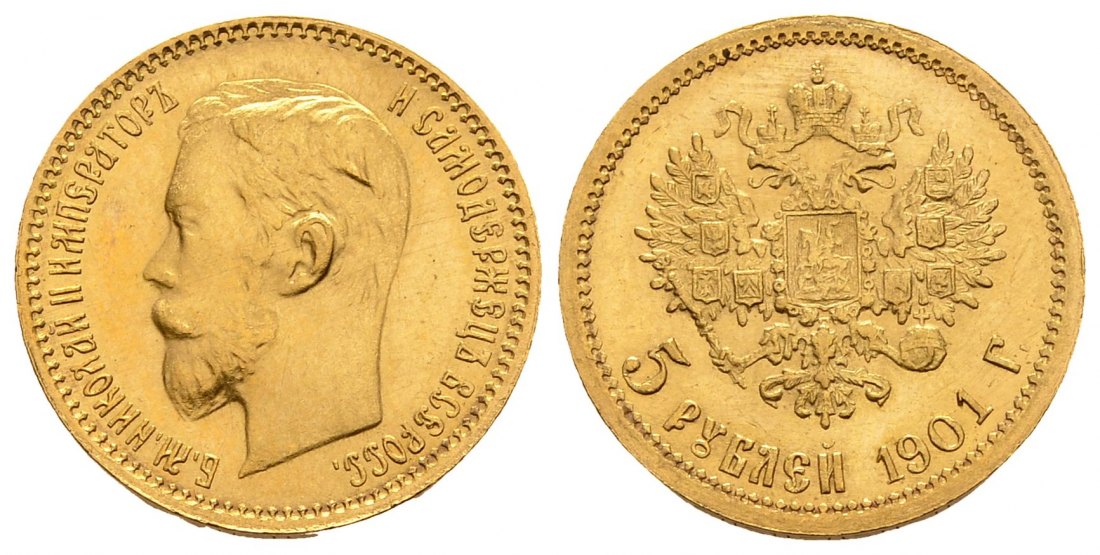 PEUS 2705 Russland 3,87 g Feingold. Zar Nikolaus II. (1894 - 1917) 5 Rubel GOLD 1901 ФЗ Sehr schön