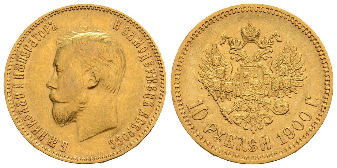 PEUS 2706 Russland 7,74 g Feingold. Zar Nikolaus II. (1894 - 1917) 10 Rubel GOLD 1900 ФЗ (FS) Sehr schön