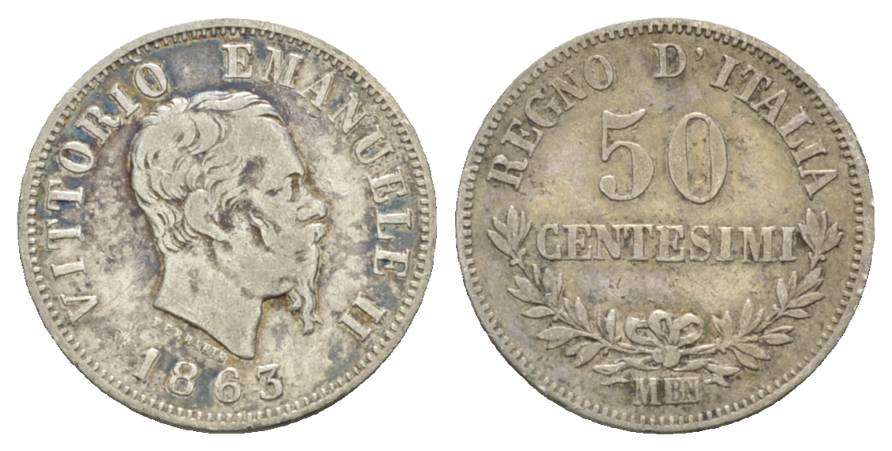  Italien; 50 Centesimi 1863   