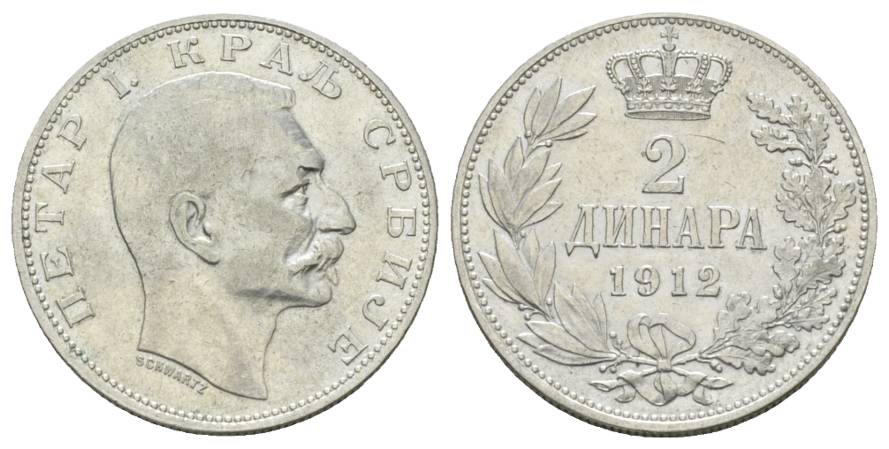  Serbien; 2 Dinara 1912   