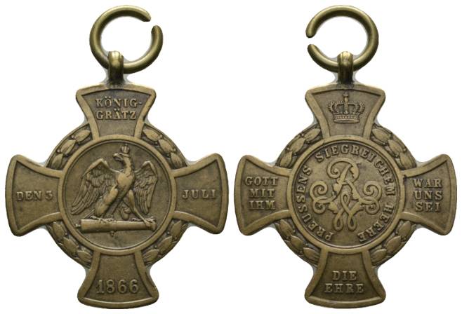  Preußen; tragbare Orden 1866; Bronze, 14,46 g; Ø 34 mm   