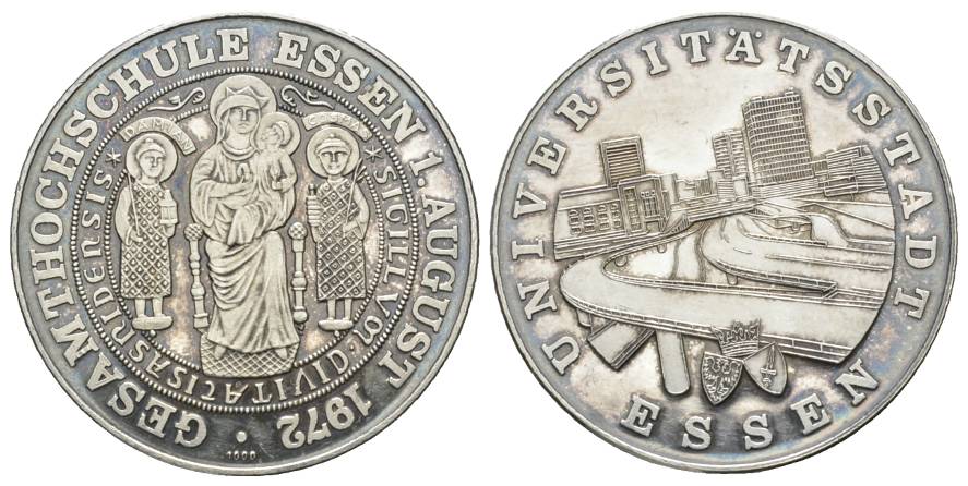  Essen; Gesamthochschule; Silbermedaille 1972, 1000 Ag; 20 g; Ø 35 mm   