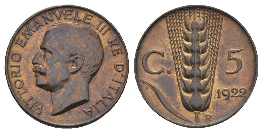  Italien; 5 Centesimi 1922   
