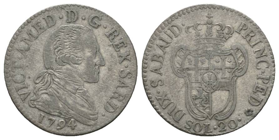  Italien; Sardinien; 20 Soldi 1794   