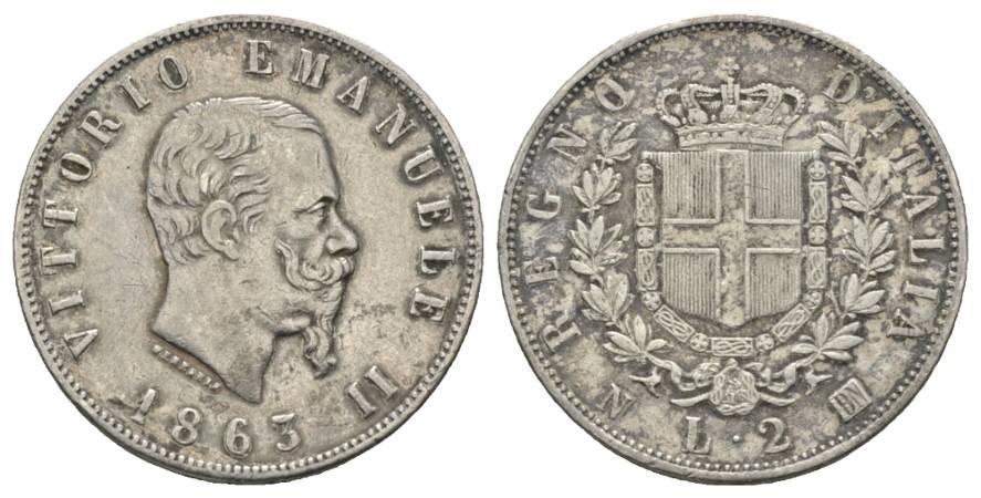  Italien; 2 Lire 1863   
