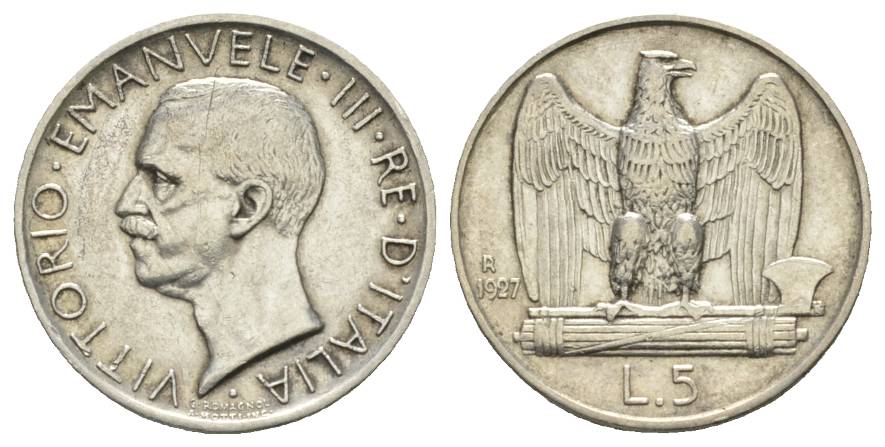  Italien; 5 Lire 1927   