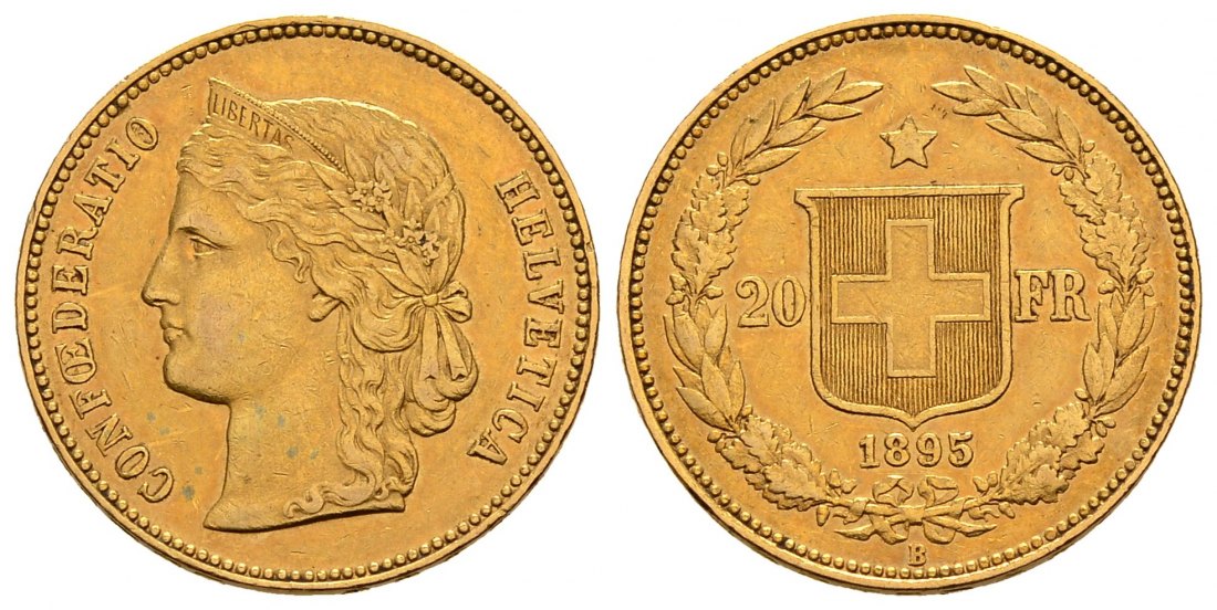 PEUS 2713 Schweiz 5,81 g Feingold. Libertas 20 Franken GOLD 1895 B Sehr schön