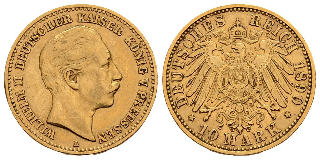 PEUS 2717 Kaiserreich - Preußen 3,58 g Feingold. Wilhelm II. (1888 - 1918) 10 Mark GOLD 1890 A Sehr schön