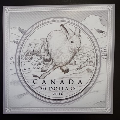  Kanada  50 Dollar    2016    Hase und Wolf   FM-Frankfurt    Feinsilber: 14,28g   
