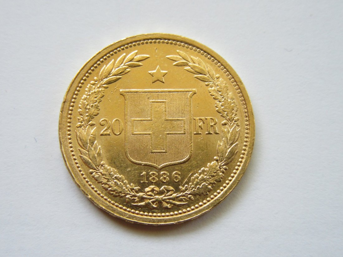 Schweiz: 20 Franken Helvetia 1886