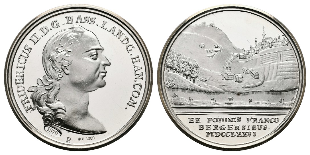  Linnartz Hessen-Kassel Medaille 1776 (NP-1979) Bergbau PP Gewicht: 25,2g/1.000er   