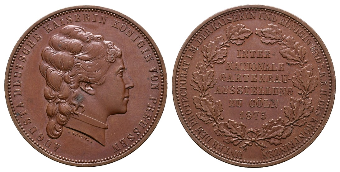  Linnartz Preussen Bronzemedaille 1875 (Kullrich) Gartenbauaustellung in Köln vz+ Gewicht: 35,54g   