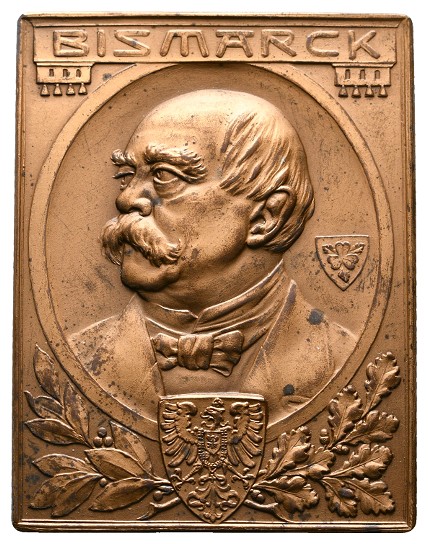  Linnartz Bismarck Bronzeplakette o.J. einseitig (v. M & W, unsign.) vz-stgl Gewicht: 40,2g/900er   