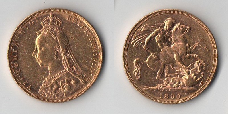 Grossbritannien  Sovereign  1890 M MM-Frankfurt Feingold: 7,32g Victoria  1837-1901  
