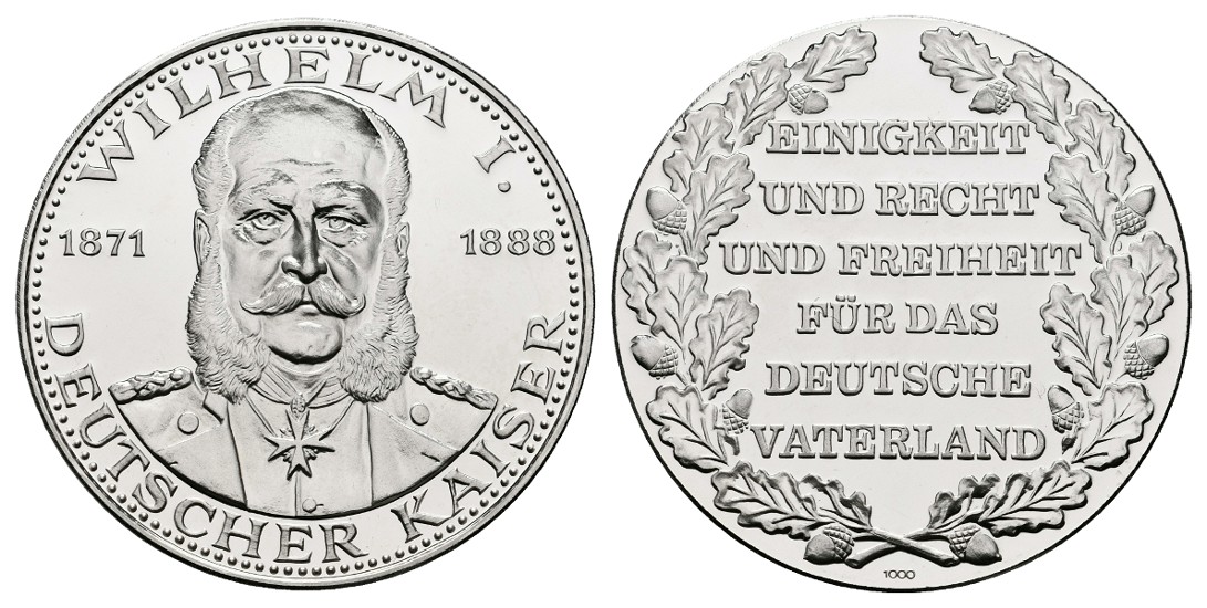  Linnartz Preussen Silbermedaille o.J PP- Wilhelm I. PP- Gewicht:24,84g/1000er   