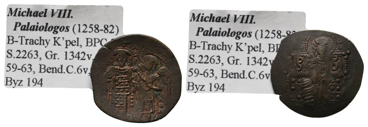  Antike, Byzanz, Billon Trachy; 2,35 g   