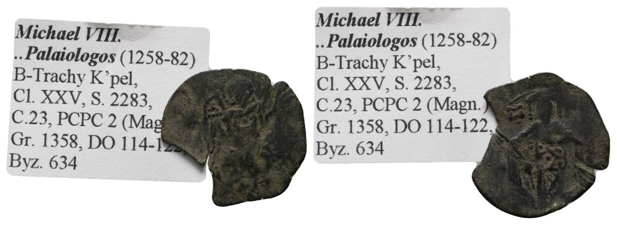  Antike, Byzanz, Billon Trachy; 1,70 g   