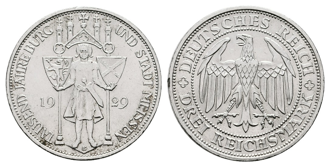  Linnartz Weimarer Republik 3 Mark 1929 E 1000 Jahre Meissen vz   