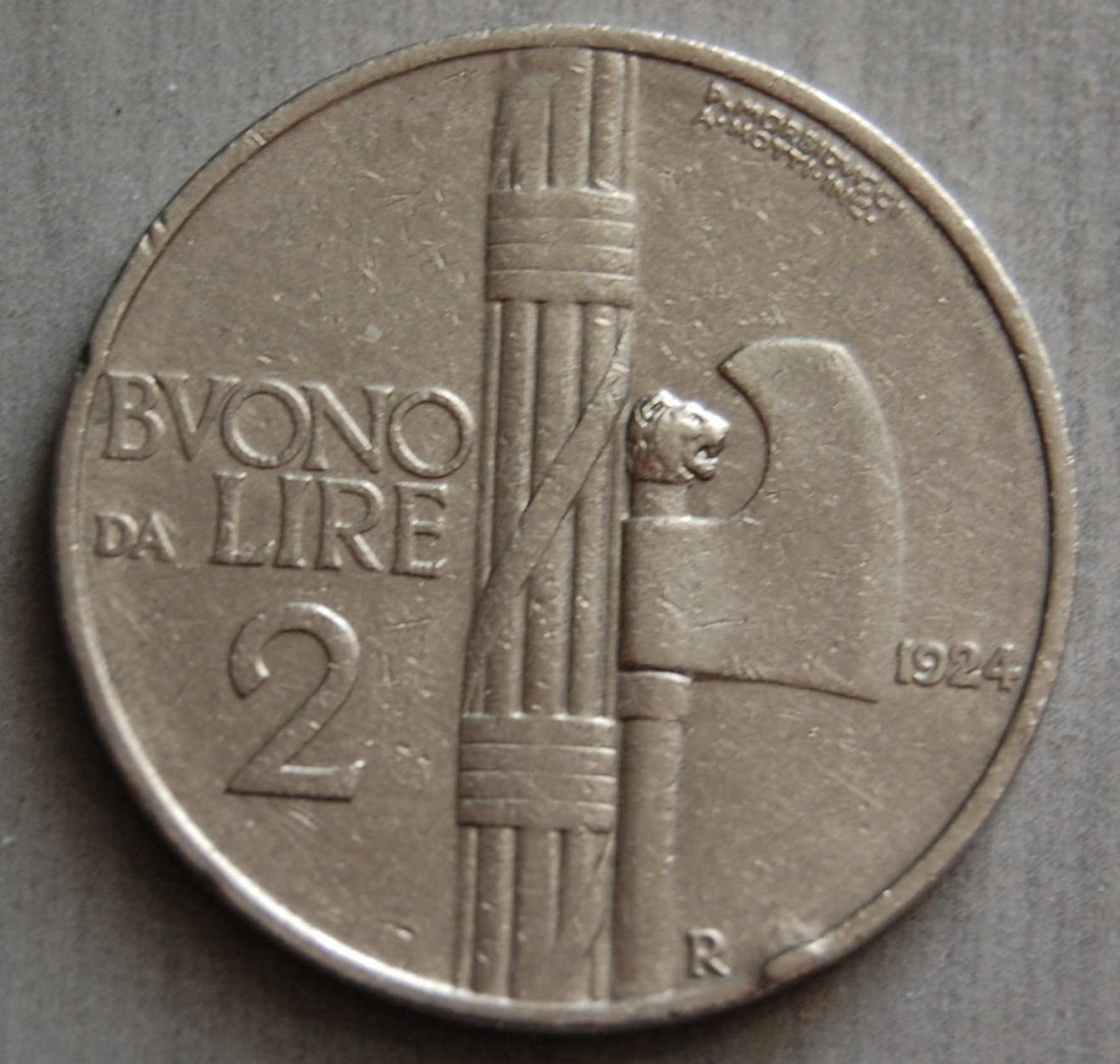  Italien 2 Lira Lire 1924 KM 63 SS+   