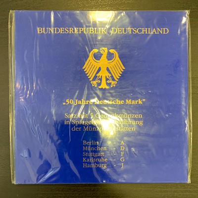  BRD  5 x 10 DM  1998 A-J 50 Jahre Deutsche Mark   FM-Frankfurt  Feinsilber: 71,65g   