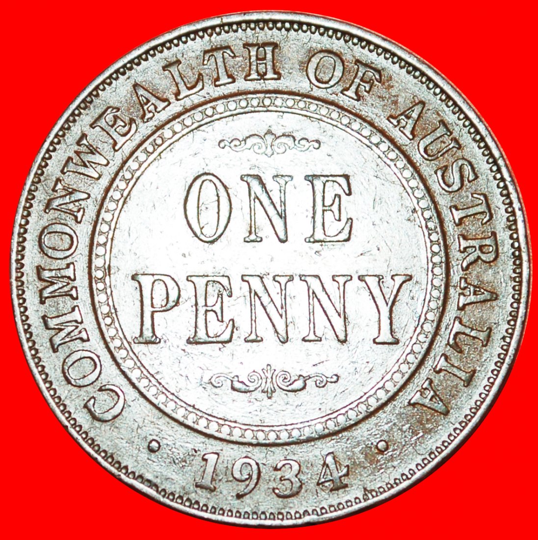  + MELBOURNE: AUSTRALIEN ★ 1 PENNY 1934! Georg V. (1911-1936) OHNE VORBEHALT!   