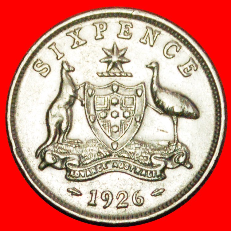  + SILBER: AUSTRALIEN ★ 6 PENCE 1926! Georg V. (1911-1936) OHNE VORBEHALT!   