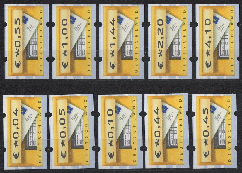 BRD LOT Automatenmarken 2004 **Postfr.(10 Werte)Nominal 10,37 EUR mit Rechnung der dt. Post