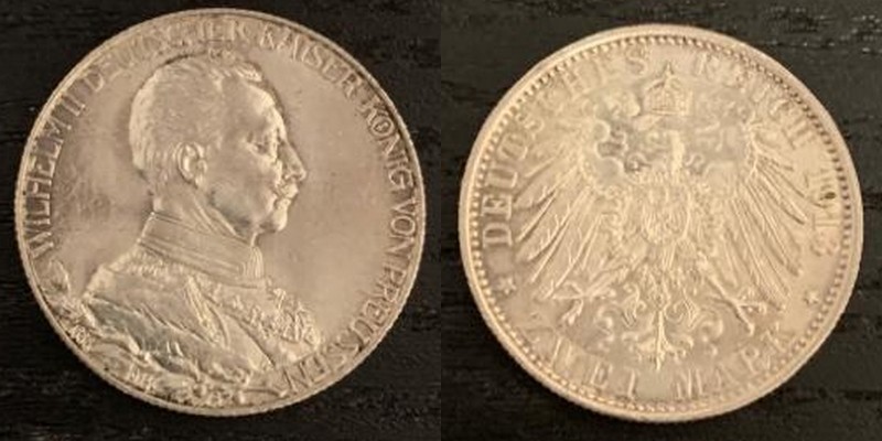  Preussen, Kaiserreich  2 Mark  1913 A   Wilhelm II. 1888-1918   FM-Frankfurt Feinsilber: 10g   