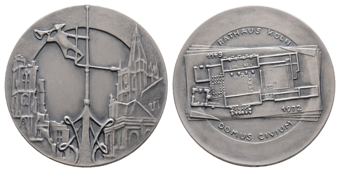  Linnartz Köln-Stadt Silbermedaille 1972 Wiederbezug Kölner Rathaus 24,98/fein, st mattiert   