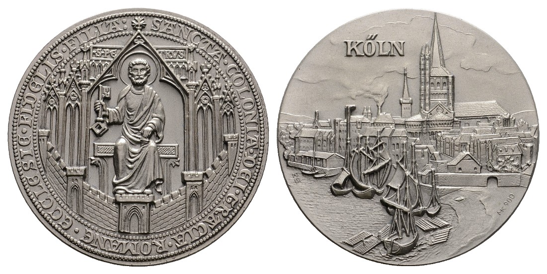  Linnartz Köln-Stadt Silbermedaille o.J.Siegel//Stadtansicht, 25,96/900er stgl mattiert   