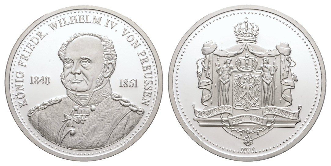  Linnartz Preussen, Silbermedaille o.J. - auf Friedr. Wilhelm IV., 19,98/fein, 40 mm PP   